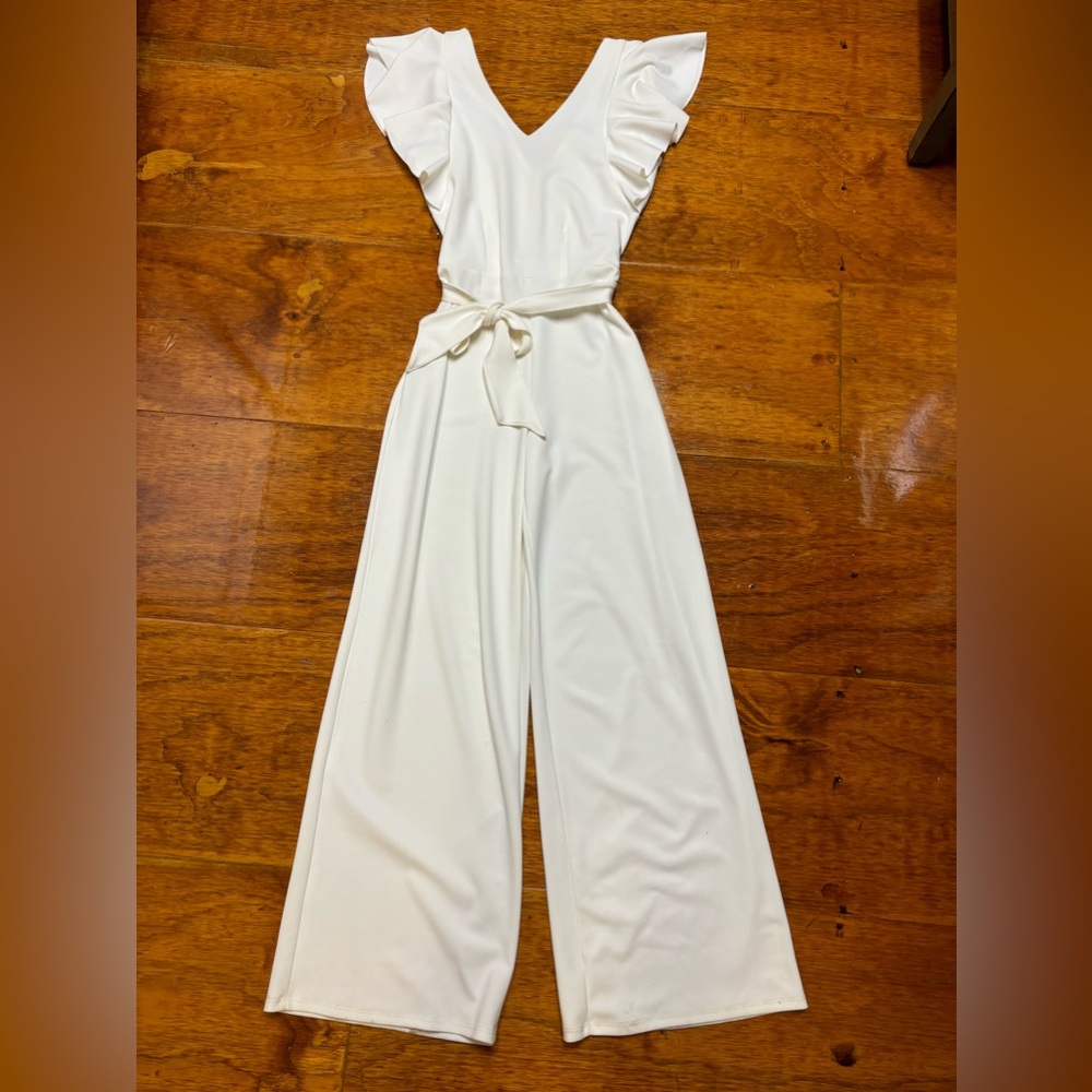 Classy Cream Jumpsuit Pantsuit Large